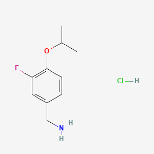 molecular formula C10H15ClFNO B15316024 1-[3-Fluoro-4-(propan-2-yloxy)phenyl]methanaminehydrochloride 