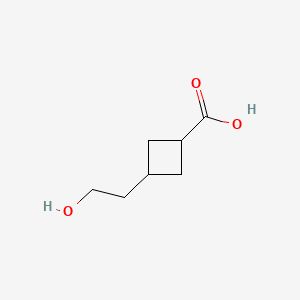 molecular formula C7H12O3 B15316053 3-(2-Hydroxyethyl)cyclobutane-1-carboxylicacid 