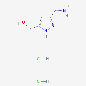 molecular formula C5H11Cl2N3O B15316078 (3-(Aminomethyl)-1H-pyrazol-5-YL)methanol 2hcl 