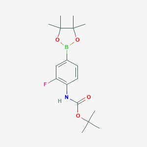 molecular formula C17H25BFNO4 B153168 叔丁基 2-氟-4-(4,4,5,5-四甲基-1,3,2-二氧杂硼环-2-基)苯基氨基甲酸酯 CAS No. 262444-42-8