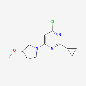 molecular formula C12H16ClN3O B1531680 4-Chloro-2-cyclopropyl-6-(3-methoxypyrrolidin-1-yl)pyrimidine CAS No. 1970634-26-4