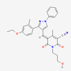 5-{[3-(4-ethoxy-2-methylphenyl)-1-phenyl-1H-pyrazol-4-yl]methylidene}-1-(3-hydroxypropyl)-4-methyl-2,6-dioxo-1,2,5,6-tetrahydropyridine-3-carbonitrile