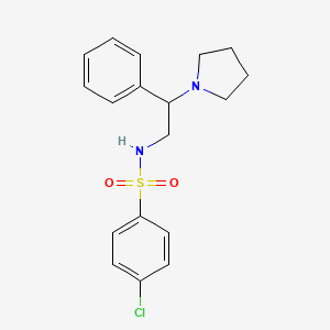 4-chloro-N-[2-phenyl-2-(pyrrolidin-1-yl)ethyl]benzene-1-sulfonamide