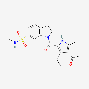 molecular formula C19H23N3O4S B15317092 1-(4-acetyl-3-ethyl-5-methyl-1H-pyrrole-2-carbonyl)-N-methyl-2,3-dihydro-1H-indole-6-sulfonamide 