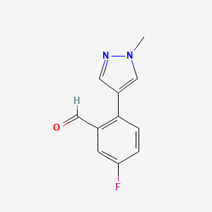 molecular formula C11H9FN2O B1531724 5-fluoro-2-(1-methyl-1H-pyrazol-4-yl)benzaldehyde CAS No. 1695770-42-3