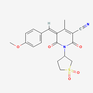 molecular formula C19H18N2O5S B15317262 (5Z)-1-(1,1-dioxidotetrahydrothiophen-3-yl)-5-(4-methoxybenzylidene)-4-methyl-2,6-dioxo-1,2,5,6-tetrahydropyridine-3-carbonitrile 