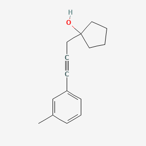 molecular formula C15H18O B1531748 1-[3-(3-Methylphenyl)prop-2-yn-1-yl]cyclopentan-1-ol CAS No. 2098142-95-9