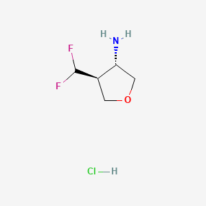 molecular formula C5H10ClF2NO B15317607 rac-(3R,4R)-4-(difluoromethyl)oxolan-3-aminehydrochloride,trans 