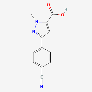 molecular formula C12H9N3O2 B15317660 3-(4-cyanophenyl)-1-methyl-1H-pyrazole-5-carboxylic acid 