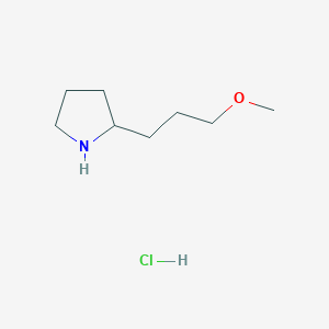 molecular formula C8H18ClNO B1531777 2-(3-Methoxypropyl)pyrrolidine hydrochloride CAS No. 2097971-29-2