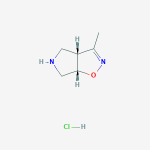 molecular formula C6H11ClN2O B15317790 rac-(3aR,6aS)-3-methyl-3aH,4H,5H,6H,6aH-pyrrolo[3,4-d][1,2]oxazole hydrochloride, cis 