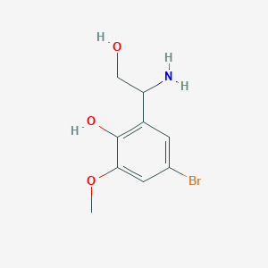 molecular formula C9H12BrNO3 B15317826 2-(1-Amino-2-hydroxyethyl)-4-bromo-6-methoxyphenol 