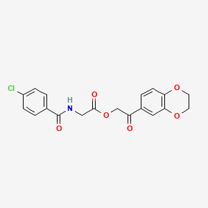 2-(2,3-Dihydro-1,4-benzodioxin-6-yl)-2-oxoethyl 2-[(4-chlorophenyl)formamido]acetate