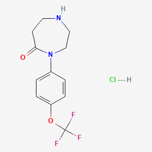 molecular formula C12H14ClF3N2O2 B1531790 4-[4-(三氟甲氧基)苯基]-1,4-二氮杂环戊-5-酮盐酸盐 CAS No. 2098128-98-2