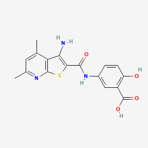 molecular formula C17H15N3O4S B15317966 5-{3-Amino-4,6-dimethylthieno[2,3-b]pyridine-2-amido}-2-hydroxybenzoic acid 