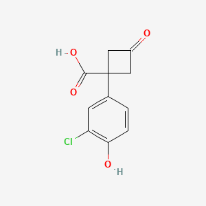 molecular formula C11H9ClO4 B15318025 1-(3-Chloro-4-hydroxyphenyl)-3-oxocyclobutane-1-carboxylic acid 