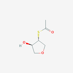 molecular formula C6H10O3S B1531815 1-{[(3R,4R)-4-羟基氧杂环-3-基]硫代}乙-1-酮 CAS No. 2165577-57-9