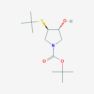 molecular formula C13H25NO3S B1531837 tert-butyl (3R,4R)-3-(tert-butylsulfanyl)-4-hydroxypyrrolidine-1-carboxylate CAS No. 2165820-20-0