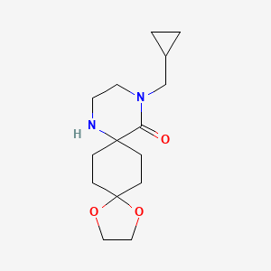 molecular formula C15H24N2O3 B1531851 12-(Cyclopropylmethyl)-1,4-dioxa-9,12-diazadispiro[4.2.5.2]pentadecan-13-one CAS No. 2203071-16-1