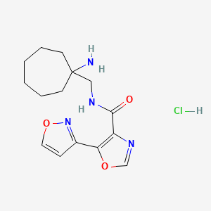 molecular formula C15H21ClN4O3 B15318770 N-[(1-aminocycloheptyl)methyl]-5-(1,2-oxazol-3-yl)-1,3-oxazole-4-carboxamide hydrochloride 