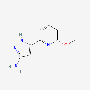 molecular formula C9H10N4O B15318837 5-(6-methoxypyridin-2-yl)-1H-pyrazol-3-amine 