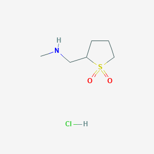 molecular formula C6H14ClNO2S B15318856 2-[(Methylamino)methyl]-1lambda6-thiolane-1,1-dionehydrochloride 