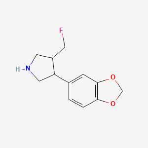 molecular formula C12H14FNO2 B1531926 3-(苯并[d][1,3]二氧杂环-5-基)-4-(氟甲基)吡咯烷 CAS No. 2098003-64-4