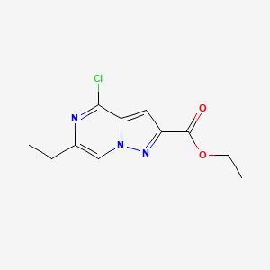 molecular formula C11H12ClN3O2 B1531927 4-氯-6-乙基吡唑并[1,5-a]哒嗪-2-甲酸乙酯 CAS No. 2098031-21-9