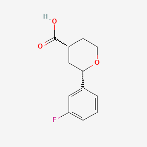 rac-(2R,4S)-2-(3-fluorophenyl)oxane-4-carboxylic acid