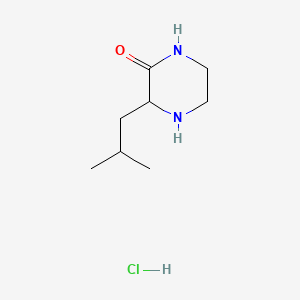 molecular formula C8H17ClN2O B15319468 3-(2-Methylpropyl)piperazin-2-onehydrochloride 