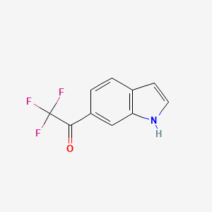 molecular formula C10H6F3NO B15319490 Ethanone, 2,2,2-trifluoro-1-(1H-indol-6-yl)- 