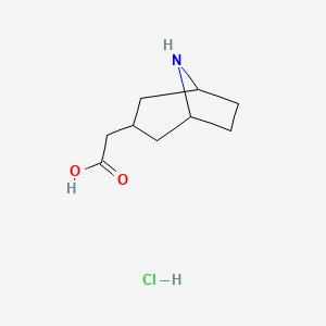 molecular formula C9H16ClNO2 B1531984 2-{8-氮杂双环[3.2.1]辛-3-基}乙酸盐酸盐 CAS No. 2098129-04-3