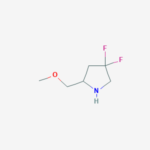 molecular formula C6H11F2NO B1532002 4,4-Difluoro-2-(methoxymethyl)pyrrolidine CAS No. 2090186-85-7