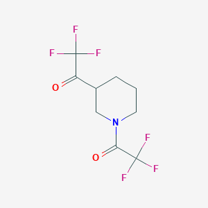 molecular formula C9H9F6NO2 B1532038 2,2,2-Trifluoro-1-[1-(2,2,2-trifluoroacetyl)-3-piperidyl]ethanone CAS No. 1159982-57-6