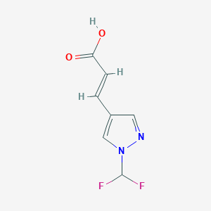 molecular formula C7H6F2N2O2 B1532073 (2E)-3-[1-(二氟甲基)-1H-吡唑-4-基]丙-2-烯酸 CAS No. 2089546-86-9