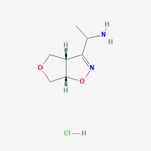 molecular formula C7H13ClN2O2 B15321009 rac-1-[(3aR,6aR)-3aH,4H,6H,6aH-furo[3,4-d][1,2]oxazol-3-yl]ethan-1-aminehydrochloride,cis 