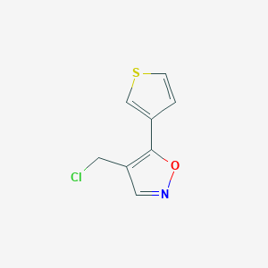 molecular formula C8H6ClNOS B1532104 4-(Chloromethyl)-5-(thiophen-3-yl)isoxazole CAS No. 2091602-60-5