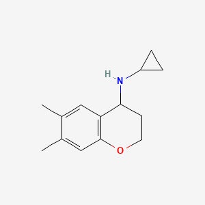 molecular formula C14H19NO B1532112 N-环丙基-6,7-二甲基-3,4-二氢-2H-1-苯并吡喃-4-胺 CAS No. 1156987-17-5