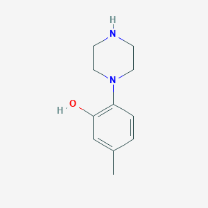 molecular formula C11H16N2O B15321151 5-Methyl-2-(piperazin-1-yl)phenol 