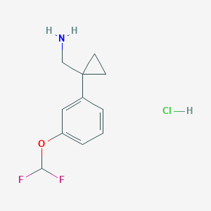 molecular formula C11H14ClF2NO B15321161 1-{1-[3-(Difluoromethoxy)phenyl]cyclopropyl}methanaminehydrochloride 