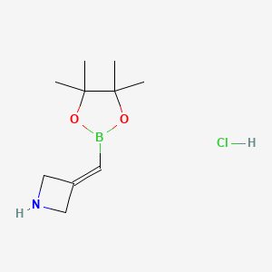 molecular formula C10H19BClNO2 B15321370 3-[(Tetramethyl-1,3,2-dioxaborolan-2-yl)methylidene]azetidine hydrochloride 