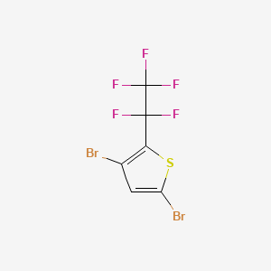 molecular formula C6HBr2F5S B15321655 3,5-Dibromo-2-(1,1,2,2,2-pentafluoroethyl)thiophene 