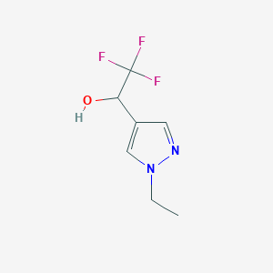 molecular formula C7H9F3N2O B15321747 1-(1-ethyl-1H-pyrazol-4-yl)-2,2,2-trifluoroethan-1-ol 