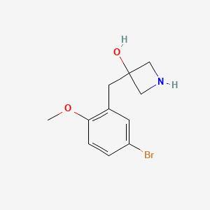 molecular formula C11H14BrNO2 B15321782 3-(5-Bromo-2-methoxybenzyl)azetidin-3-ol 