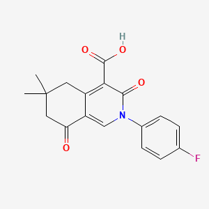 molecular formula C18H16FNO4 B1532190 2-(4-氟苯基)-6,6-二甲基-3,8-二氧代-2,3,5,6,7,8-六氢异喹啉-4-羧酸 CAS No. 1019186-60-7