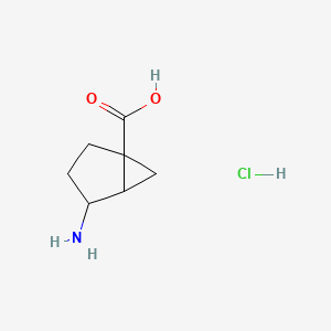 molecular formula C7H12ClNO2 B15322033 4-Aminobicyclo[3.1.0]hexane-1-carboxylicacidhydrochloride 