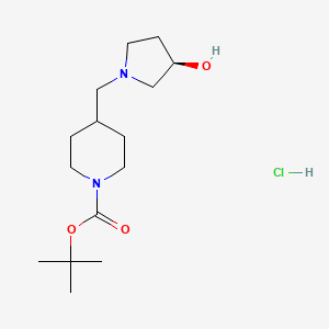 molecular formula C15H29ClN2O3 B15322056 tert-butyl 4-{[(3R)-3-hydroxypyrrolidin-1-yl]methyl}piperidine-1-carboxylate hydrochloride 