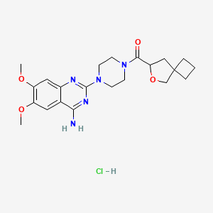 molecular formula C22H30ClN5O4 B15322113 6,7-Dimethoxy-2-(4-{6-oxaspiro[3.4]octane-7-carbonyl}piperazin-1-yl)quinazolin-4-amine hydrochloride 