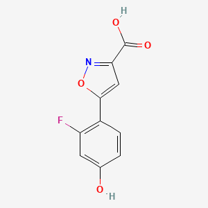 molecular formula C10H6FNO4 B15322116 5-(2-Fluoro-4-hydroxyphenyl)isoxazole-3-carboxylic Acid 