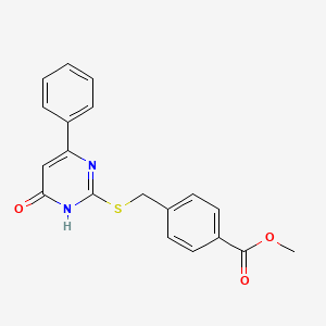 molecular formula C19H16N2O3S B1532215 Methyl 4-{[(4-hydroxy-6-phenyl-2-pyrimidinyl)sulfanyl]methyl}benzoate CAS No. 922629-61-6